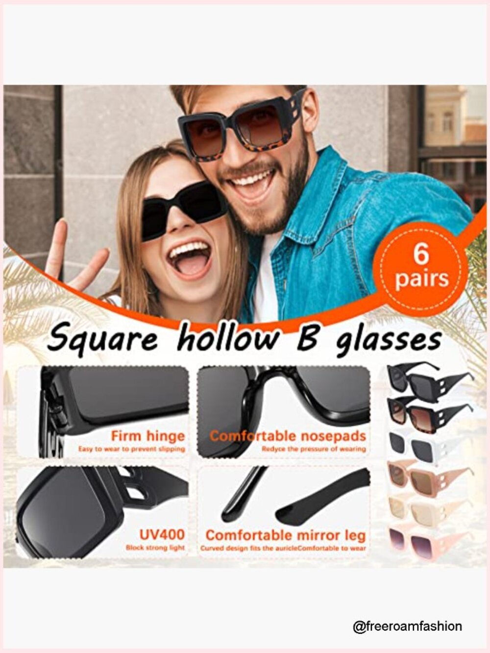 3pk Oversized Square Sunglasses UV Protection Trendy Bulk - Picture 5 of 7